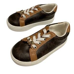 NWOT Michael Kors Toddler Baby Girl Size 5 Brown Designer Sneakers Gold Charm